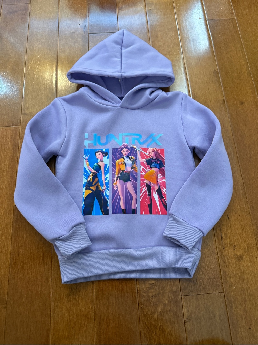 SHEIN Lavender Pullover Hoodie with Colorful Character Panels